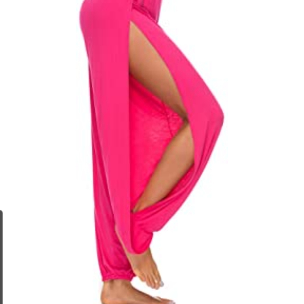 Trendy Split  Harem pants in fuschia new
